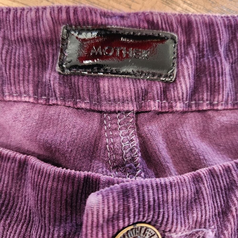 MOTHER Skinny Corduroy Pants in Plum - Picture 3 of 15